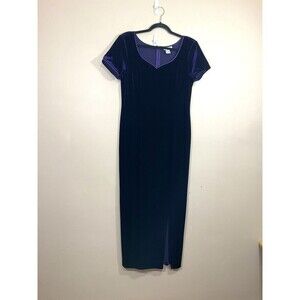 VTG Womens Velvet Maxi Dress 12 Purple 90s Y2K Whimsigoth Grunge Party Goth Vamp
